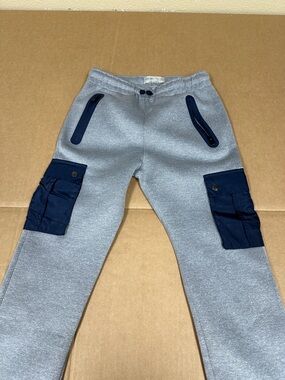 Zara Grey Joggers with Navy Cargo Pockets - Kids